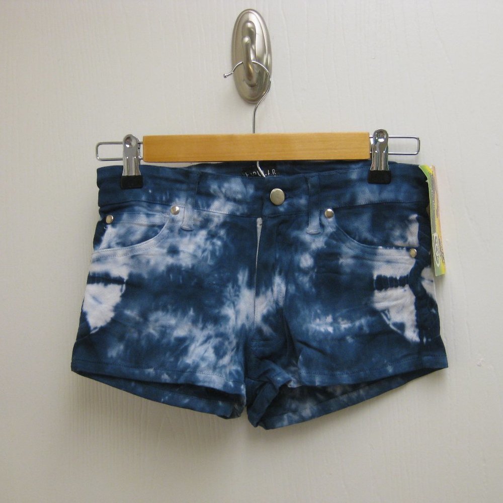 NWT Popular Sports blue white tie dye shorts S sma